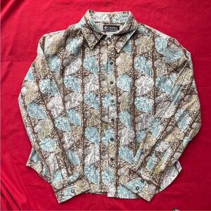 Columbia Brown and Blue Casual Button Down Shirt